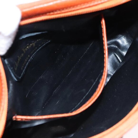 Salvatore Ferragamo Shoulder Bag Leather Brown Gold Auth 102665 - Picture 13 of 16